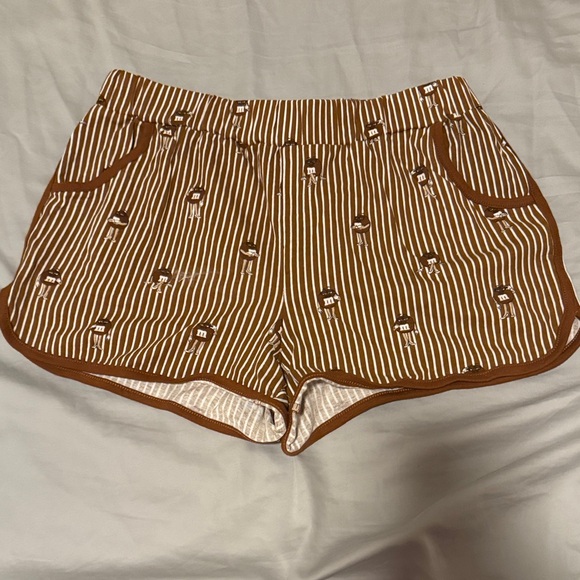 M&M'S Pants - M&M'S Brown Striped Pajama Shorts